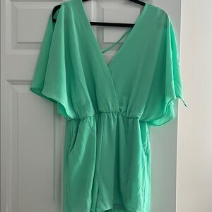 Mint Green V-Neck Romper